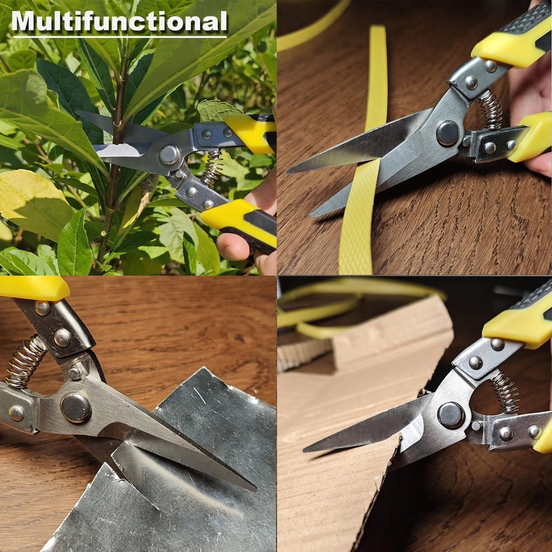 TOOLMAK Heavy Duty Industry Scissors 8.7 Inch Aviation Tin Snips Straight Metal Cutter with Comfort Grip and Stainless Steel Blades Multifunction Cutting - Image 2